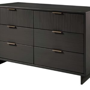 Manhattan Comfort Granville 55.07" Modern Double Wide Dresser with 6 Full Extension Drawers in Dark Grey