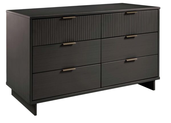 Manhattan Comfort Granville 55.07" Modern Double Wide Dresser with 6 Full Extension Drawers in Dark Grey