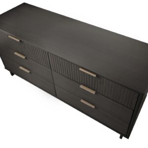 Manhattan Comfort Granville 55.07" Modern Double Wide Dresser with 6 Full Extension Drawers in Dark Grey