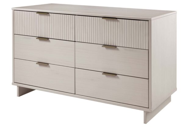 Manhattan Comfort Granville 55.07" Modern Double Wide Dresser with 6 Full Extension Drawers in Light Grey