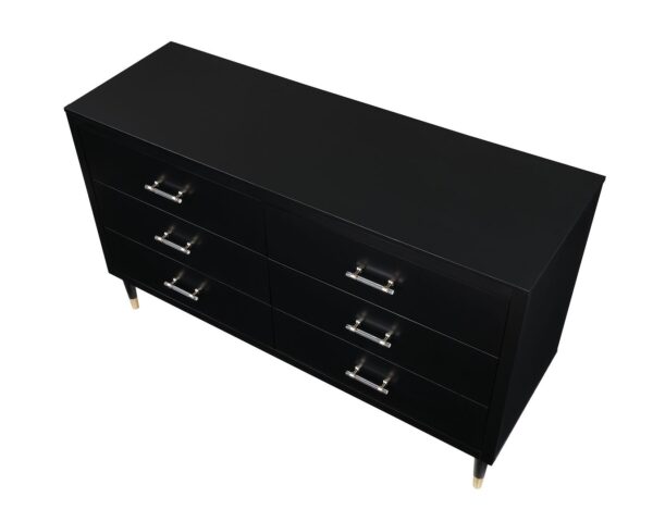 Manhattan Comfort Stanton Modern Dresser with 6 Full Extension Drawers and Solid Wood Legs in Black