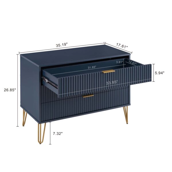 Manhattan Comfort DUMBO Modern Dresser with 3-Drawers in Midnight Blue