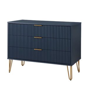 Manhattan Comfort DUMBO Modern Dresser with 3-Drawers in Midnight Blue