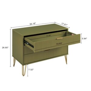 Manhattan Comfort DUMBO Modern Dresser with 3-Drawers in Olive Green