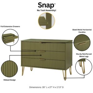 Manhattan Comfort DUMBO Modern Dresser with 3-Drawers in Olive Green