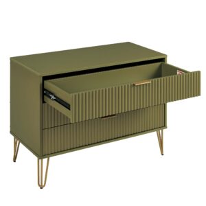 Manhattan Comfort DUMBO Modern Dresser with 3-Drawers in Olive Green