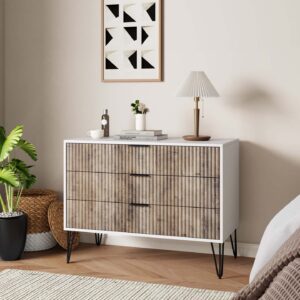 Manhattan Comfort DUMBO Modern Dresser with 3-Drawers in White and Grey