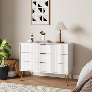 Manhattan Comfort DUMBO Modern Dresser with 3-Drawers in White