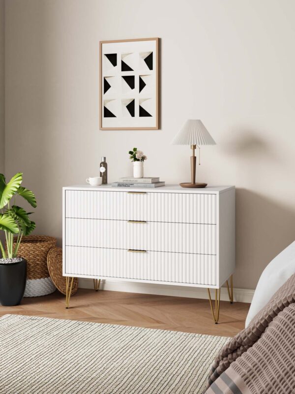 Manhattan Comfort DUMBO Modern Dresser with 3-Drawers in White