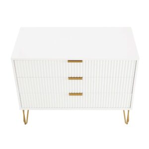 Manhattan Comfort DUMBO Modern Dresser with 3-Drawers in White