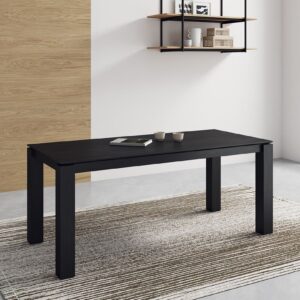 Manhattan Comfort Rockaway Modern 70.86 Solid Wood Dining Table in Black