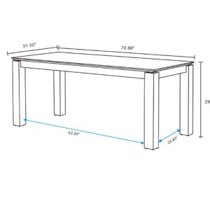 Manhattan Comfort Rockaway Modern 70.86 Solid Wood Dining Table in Black