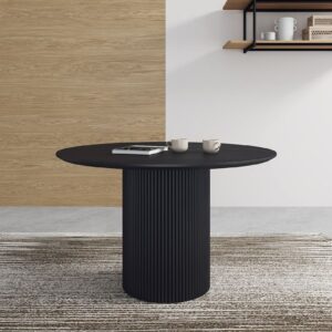 Manhattan Comfort Hathaway Modern 47.24 Solid Wood Round Dining Table in Black