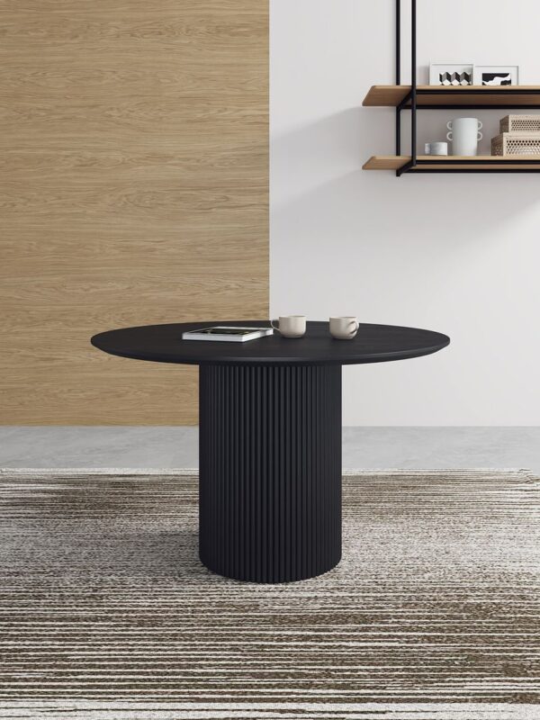 Manhattan Comfort Hathaway Modern 47.24 Solid Wood Round Dining Table in Black