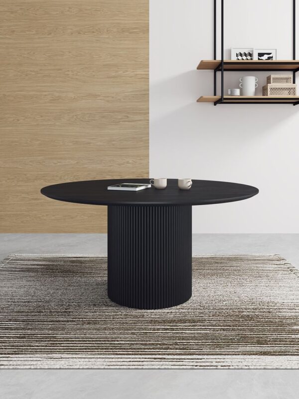 Manhattan Comfort Hathaway Modern 59.05 Solid Wood Round Dining Table in Black