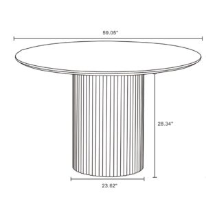 Manhattan Comfort Hathaway Modern 59.05 Solid Wood Round Dining Table in Nature