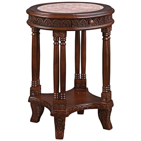 Design Toscano DY1522 20 Inch Balfour Inlaid Marble Colonnade Table