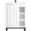 James Martin E110V24GWMBKWG Alicante 23 5/8 Inch Single Vanity Cabinet with White Glossy Composite Countertop - Glossy White