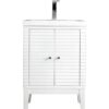 James Martin E213V24GWWG Linden 23 5/8 Inch Single Vanity Cabinet with White Glossy Composite Countertop - Glossy White