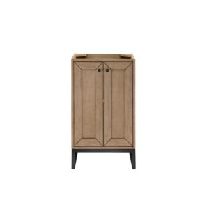 James Martin E303-V20-WW-MBK Chianti 20 Inch Single Vanity Cabinet in Whitewashed Walnut and Matte Black