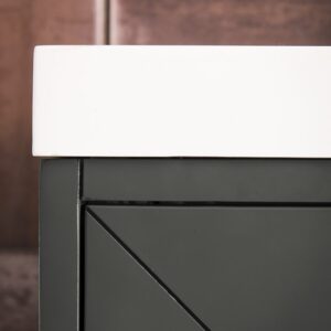 James Martin E303V24MGBNKWG Chianti 23 5/8 Inch Single Vanity Cabinet with White Glossy Composite Countertop - Mineral Grey