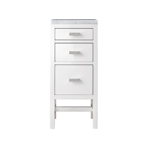 James Martin E444-BC15-GW-3CAR Addison 15 Inch Base Cabinet with Drawers in Glossy White with 3 CM Carrara Marble Top