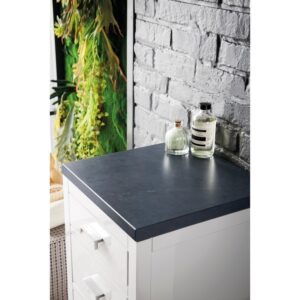 James Martin E444-BC15-GW-3CSP Addison 15 Inch Base Cabinet with Drawers in Glossy White with 3 CM Charcoal Soapstone Quartz Top