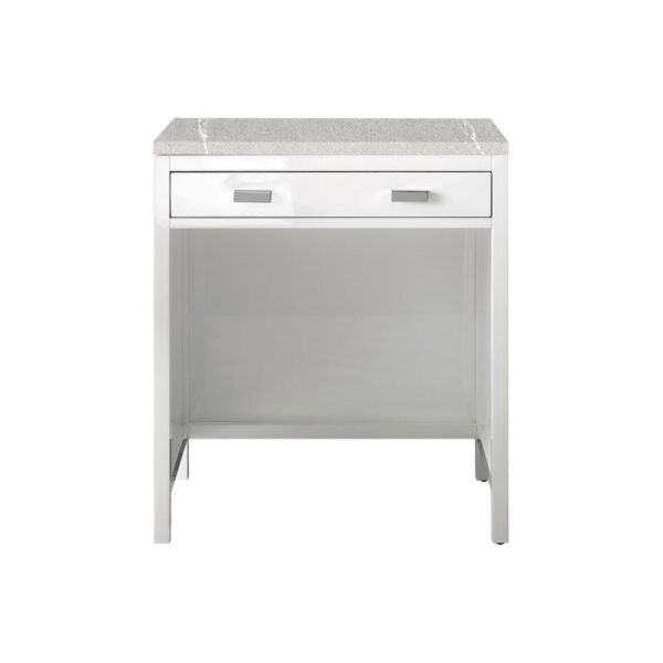 James Martin E444-CU30-GW-3ESR Addison 30 Inch Free-standing Countertop Unit (Makeup Counter) in Glossy White with 3 CM Eternal Serena Top