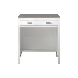 James Martin E444-CU30-GW-3GEX Addison 30 Inch Free-standing Countertop Unit (Makeup Counter) in Glossy White with 3 CM Grey Expo Quartz Top