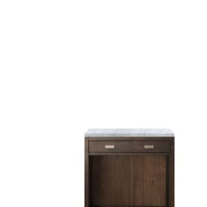 James Martin E444-CU30-MCA-3CAR Addison 30 Inch Free-Standing Countertop Unit/Make-up Counter in Mid Century Acacia with 3 cm Carrara Marble Top