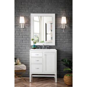 James Martin E444-V30-3WZ Addison 30 Inch Single Vanity Cabinet with 3cm White Zeus Quartz Top