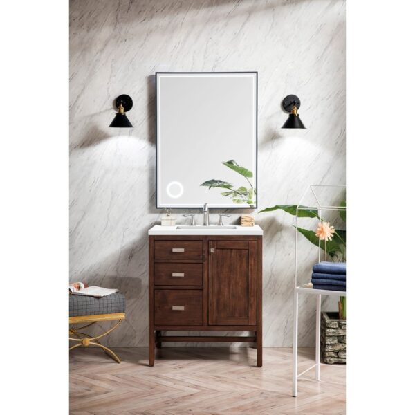 James Martin E444-V30-3WZ Addison 30 Inch Single Vanity Cabinet with 3cm White Zeus Quartz Top