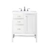 James Martin E444-V30-GW-3CAR Addison 30 Inch Single Vanity Cabinet in Glossy White with 3 CM Carrara White Top