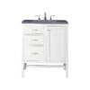 James Martin E444-V30-GW-3CSP Addison 30 Inch Single Vanity Cabinet in Glossy White with 3 CM Charcoal Soapstone Quartz Top