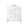 James Martin E444-V30-GW-3EJP Addison 30 Inch Single Vanity Cabinet in Glossy White with 3 CM Eternal Jasmine Pearl Quartz Top