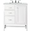 James Martin E444-V30-GW-3ENC Addison 30 Inch Single Vanity Cabinet with Ethereal Noctis Top - Glossy White