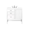 James Martin E444-V36-GW-3AF Addison 36 Inch Single Vanity Cabinet in Glossy White with 3 CM Arctic Fall Solid Surface Countertop