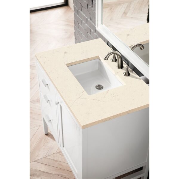 James Martin E444-V36-GW-3EMR Addison 36 Inch Single Vanity Cabinet in Glossy White with 3 CM Eternal Marfil Top