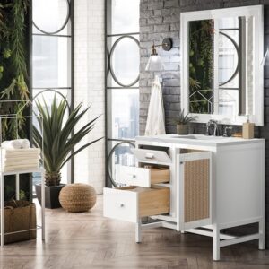 James Martin E444-V36-GW-3ENC Addison 36 Inch Single Vanity Cabinet with Ethereal Noctis Top - Glossy White