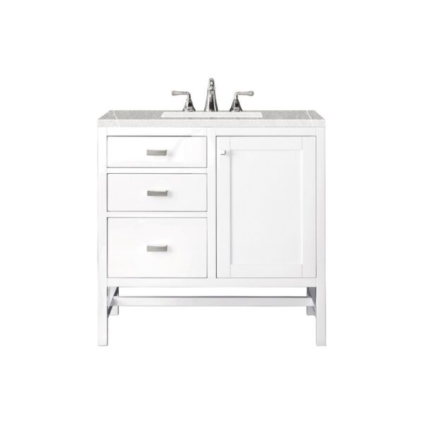 James Martin E444-V36-GW-3ESR Addison 36 Inch Single Vanity Cabinet in Glossy White with 3 CM Eternal Serena Top