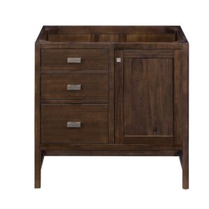 James Martin E444-V36-MCA-3CAR Addison 36 Inch Single Vanity Cabinet in Mid Century Acacia with 3 cm Carrara White Top with Sink