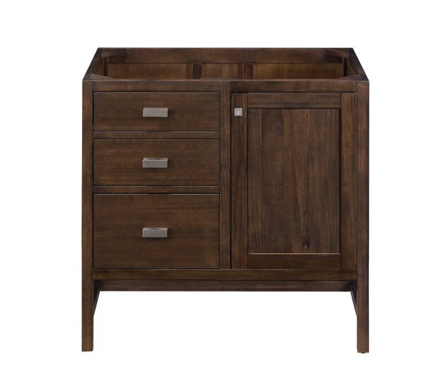 James Martin E444-V36-MCA-3CSP Addison 36 Inch Single Vanity Cabinet in Mid Century Acacia with 3 cm Charcoal Soapstone Quartz Top with Sink