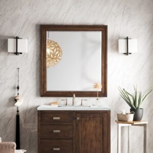 James Martin E444-V36-MCA-3ENC Addison 36 Inch Single Vanity Cabinet with Ethereal Noctis Quartz Top - Mid Century Acacia