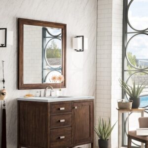 James Martin E444-V36-MCA-3ENC Addison 36 Inch Single Vanity Cabinet with Ethereal Noctis Quartz Top - Mid Century Acacia