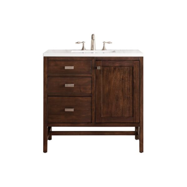 James Martin E444-V36-3WZ Addison 36 Inch Single Vanity Cabinet with 3cm White Zeus Quartz Top