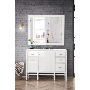 James Martin E444-V48-3WZ Addison 48 Inch Single Vanity Cabinet with 3cm White Zeus Quartz Top