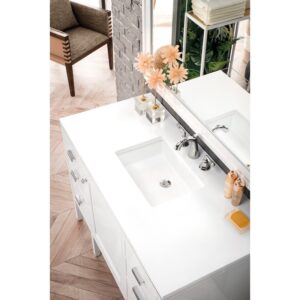 James Martin E444-V48-3WZ Addison 48 Inch Single Vanity Cabinet with 3cm White Zeus Quartz Top