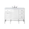 James Martin E444-V48-GW-3CAR Addison 48 Inch Single Vanity Cabinet in Glossy White with 3 CM Carrara White Top