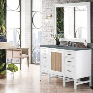 James Martin E444-V48-GW-3CBL Addison 48 Inch Single Vanity Cabinet with Cala Blue Top - Glossy White