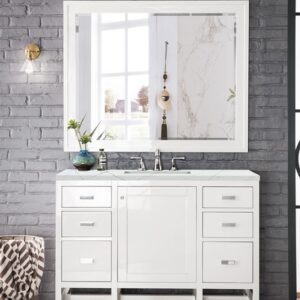 James Martin E444-V48-GW-3ENC Addison 48 Inch Single Vanity Cabinet with Ethereal Noctis Top - Glossy White